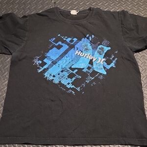 Hurley Black Tee with Blue Graphic